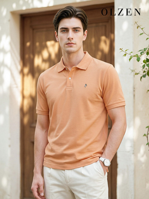 올젠 코튼 솔리드 반팔 카라 티셔츠 (ZOD2TT1306)