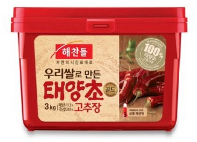해찬들 우리쌀로 만든 태양초 골드 고추장, 1개, 3kg