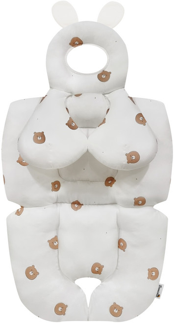 보니숑 짱구베개 + 목베개 일체형 사계절 유모차라이너, 베어크림, 1개