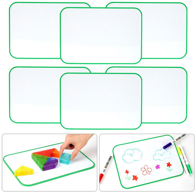 유아 미니 자석보드판 6p세트 양면 화이트보드 소형 칠판, 1세트, 단일