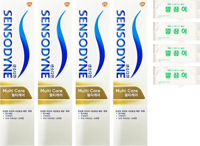 [코스트코무료배송] SENSODYNE 센소다인 멀티케어 치약 + 깔끔이 증정, 4개, 100g