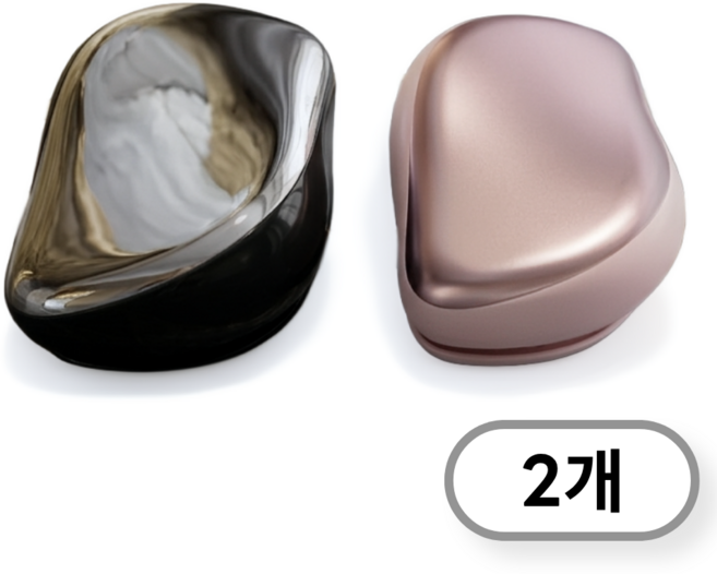 아노유 엉키지않는 머리빗 휴대용 마카롱 헤어 브러쉬, 2개, 실버블랙+골드핑크