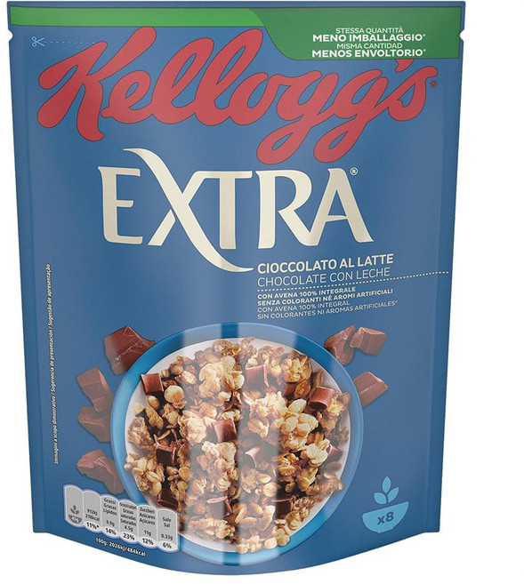 켈로그 엑스트라 밀크 초콜릿 아침 시리얼, 4개, 375g