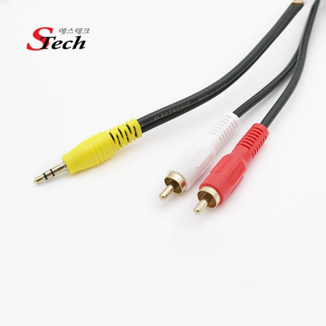 (에스테크) 3.5 스테레오 to 2RCA 변환케이블 국산 (5m)