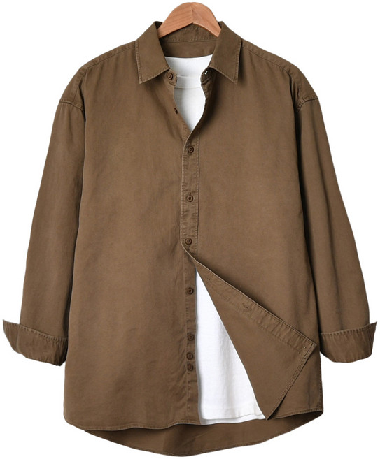 핫코드 남성용 피그먼트 셔츠 오버핏 긴팔 남방