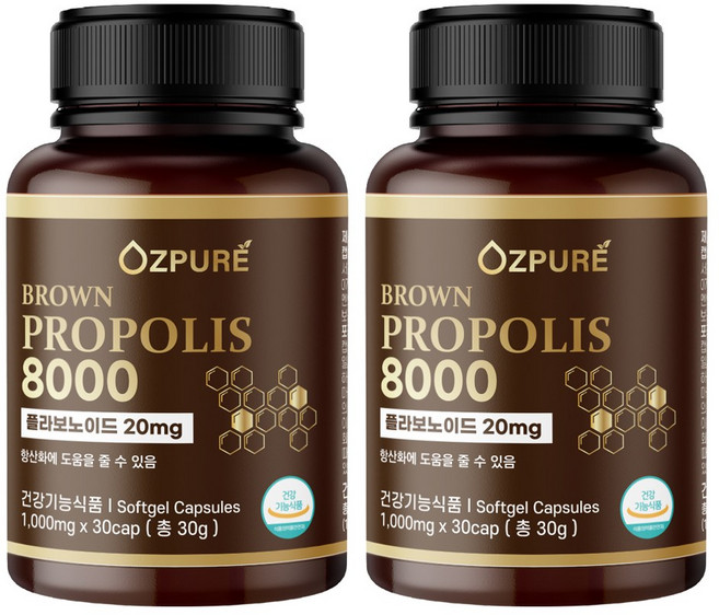 오즈퓨어 호주 브라운 프로폴리스 8000, 2개, 30정