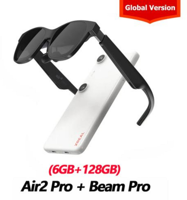스마트안경 블루투스 XREAL Air 2 Pro 빔 프로 스마트 AR 안경 Nreal Air2 HD 130 인치 우주 거대 스크린 개인 영화관 휴대용 1080p, 1) 6G 128G, 1개