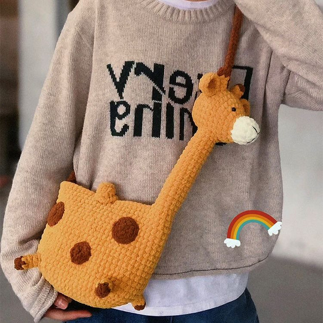 cade konty DIY 세트 기린백 크로스백의 캐릭터 울 짜임 패턴 cade konty, 옐로우, 1개