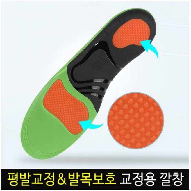 족저근막염 깔창 인솔 교정용 기능성 깔창 아치 평발 골프 신발 안전화 군화 행군, 1세트
