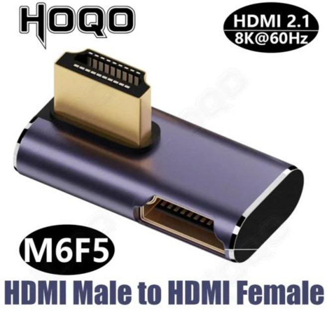 360 도 U 자형 미니 mini hdmi 젠더 어댑터 180 마이크로 HDMI 수-HDMI 암 앵글 L 컨버터 HD 2.1V 확장 4K 8K 60Hz 찌르기 휴대용 모니터용 Z, HD-MF M6F5, HDMF M6F5, 21 8KAM-AF M6F5