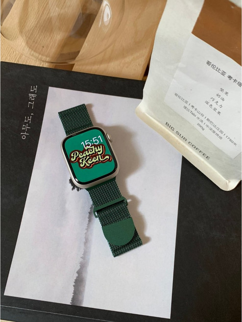 磁吸錶帶 保護殼 適用於 Apple Watch, 叢林綠（雙節短款磁吸）,46mm（S11/S10）通用, 1個