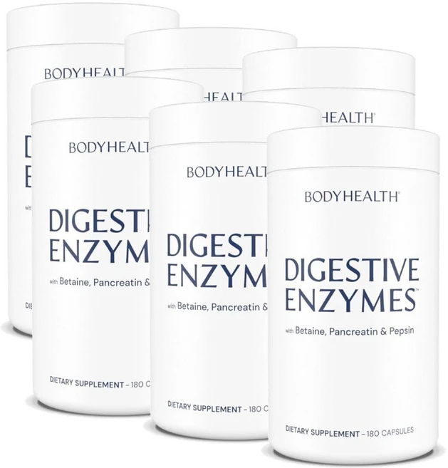 바디헬스 다이제스티브 엔자임 베타인 펩신 판크레아틴 캡슐 BodyHealth Digestive Enzymes, 6개, 180정 - 쿠팡