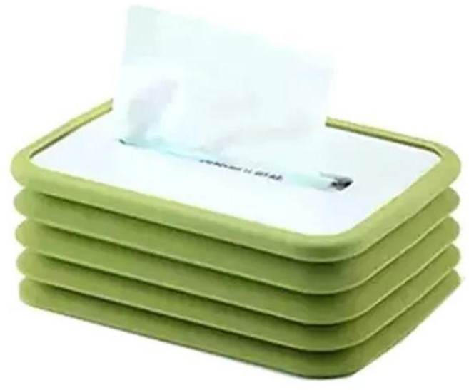 실리콘 티슈 박스 접이식 자동차 티슈 케이스 탄성 리프팅 물티슈 홀더 가정용 책상 그리기 종이 타월 냅킨 정리, Green, 1개