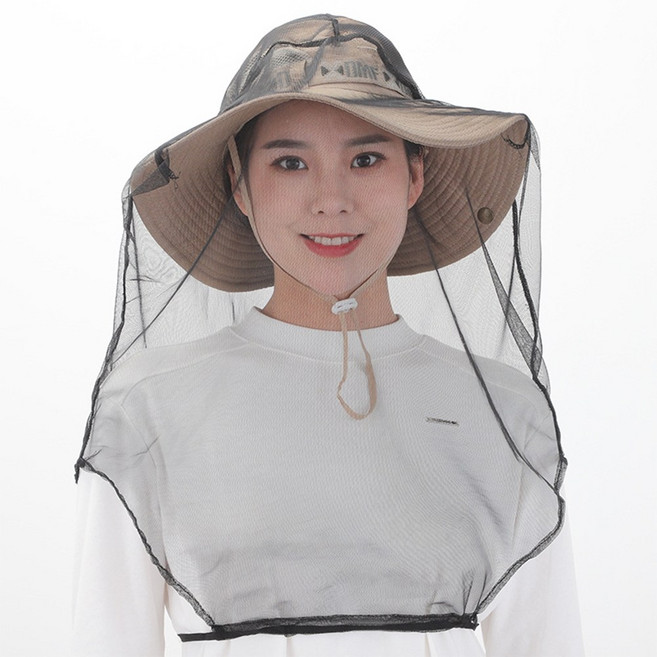 2p 휴대용 얼굴 고정 방충망 모자 망사 낚시 얼굴망 벌초망 양봉, 그레이+차콜