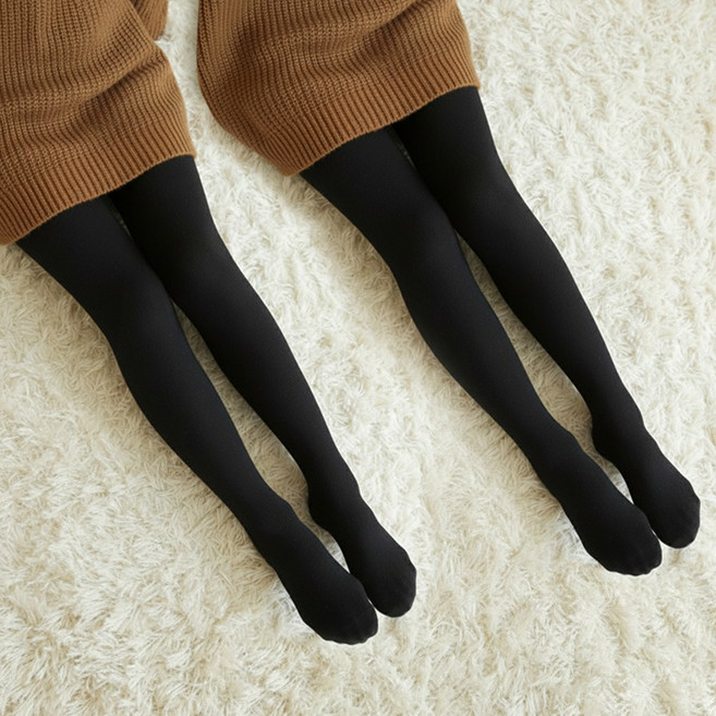 1+1 여성 융털 기모 유발 스타킹 겨울 레깅스 블랙 A+Simple