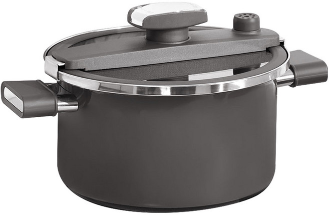 파르셀 IH 저압냄비 법랑 에나멜코팅 스테인리스 인덕션 이중잠금 진공 찜기 압력솥 6L, 1개, 그레이