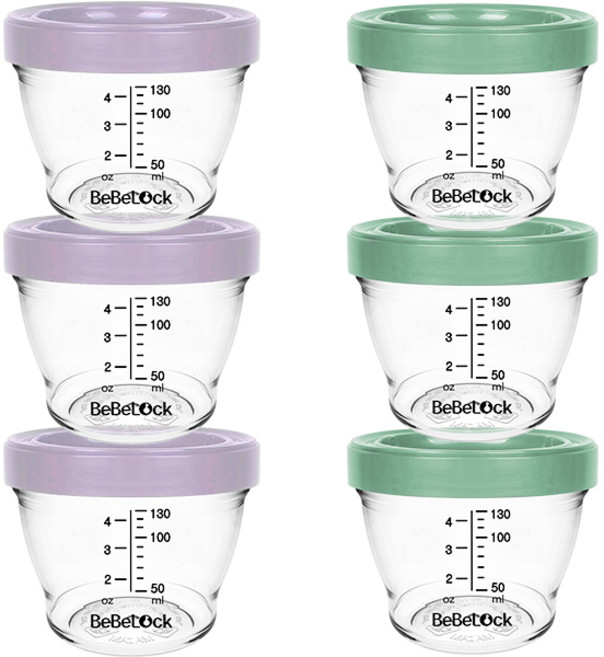 베베락 아이와 트라이탄 이유식용기 130ml (3+3개입), 1세트, 아이와 트라이탄 130ml(라벤더3P+딥그린3P), 1ml