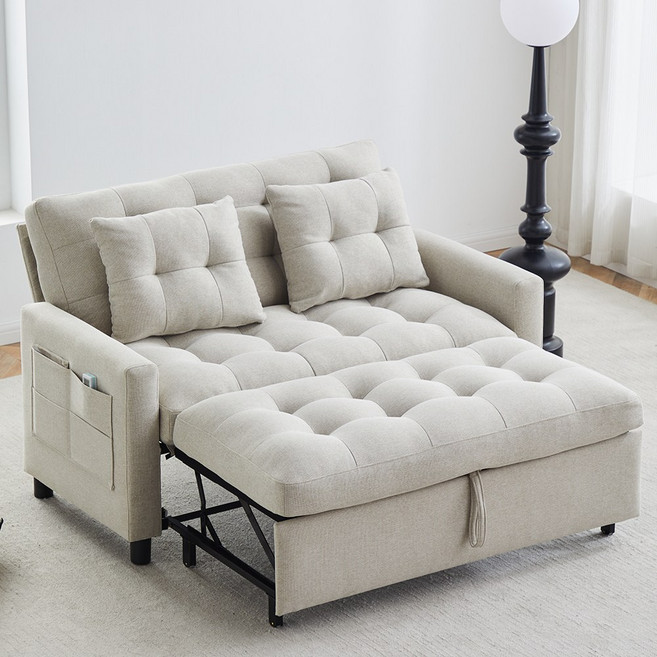 Arcbliss 패브릭 확장형 소파베드 + 쿠션 2p 세트 방문설치, 아이보리 (Ivory White)