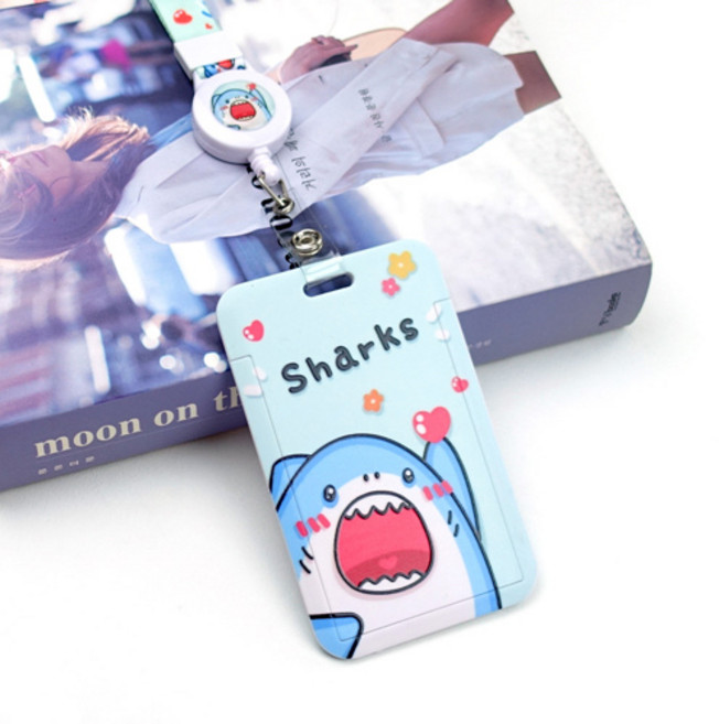 오루아 명찰 사원증 목걸이 출입증 케이스 교통카드 릴홀더, 샤크, 샤크, 1개