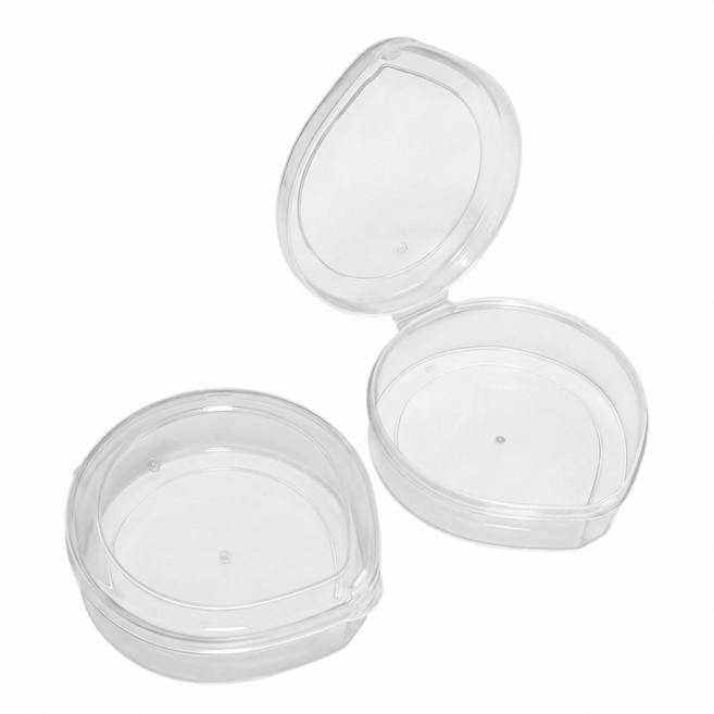 오늘의기분 투명 플라스틱 퍼프 케이스 물방울 악세사리 보관함, 2개, 8.1 X 7.7 X 2.6