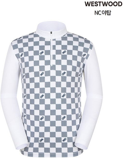 [웨스트우드] (이월상품) 남성 봄가을 신축성 우수 고급스러운 무드 체크보드 집업 티셔츠 편안한 착용감 골프 등산 아웃도어 운동 반목티 활용