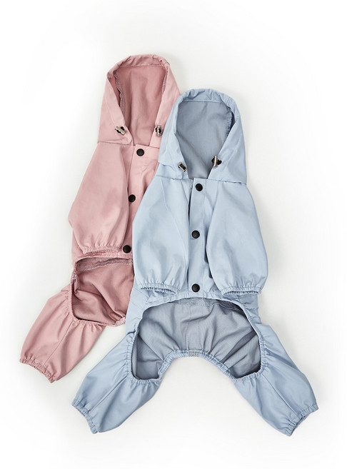 펫프로그램 파스텔컬러 반려견 생활방수 바람막이 점퍼 자켓 올인원 남여공용, 1개, 스카이블루