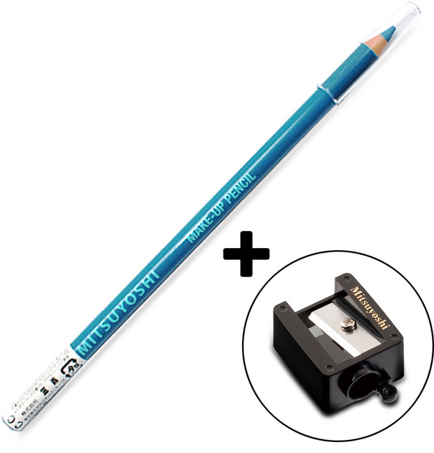 미쯔요시 정품 프로페셔널 메이크업 아이라이너 펜슬+ 샤프너 세트, 블루+샤프너, 1개