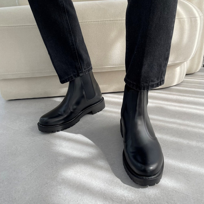 오오룩 7cm 키높이 남자 가죽 첼시부츠 앵클 부츠