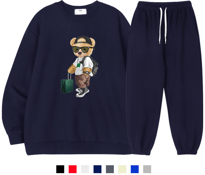 티글렛 남여공용 트립베어 도톰 맨투맨+조거팬츠셋트