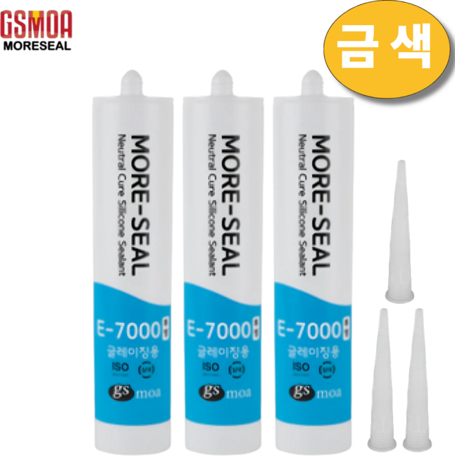 지엠코리아 E-7000 일반용 금색 실리콘 실란트 270ml 노즐포함, 3개