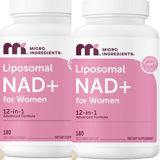 여성용 리포좀 NAD+ 콤플렉스 리포조말 NMN 경로 보충제 레스베라트롤 히알루론산 글루타치온 콜라겐 함유 미국내수용, 2개, 180정