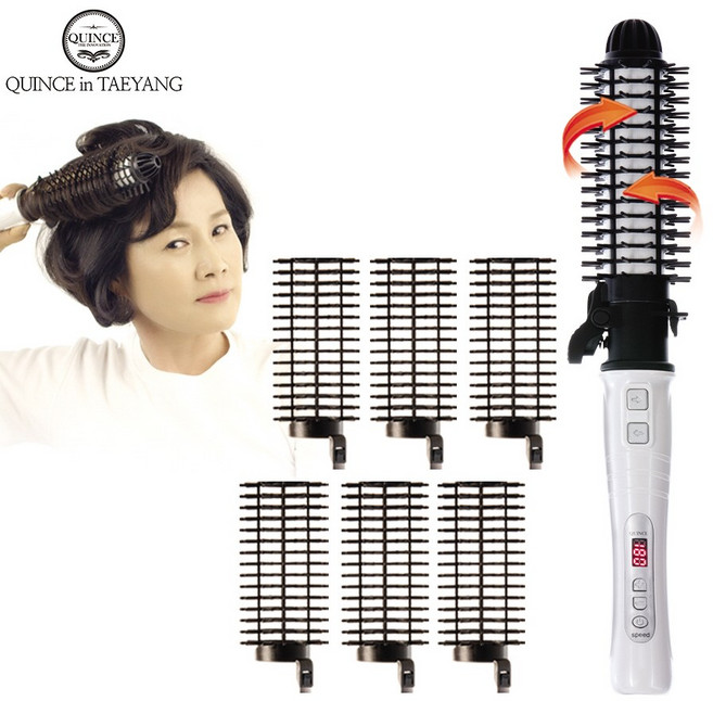 퀸스IN태양 오토롤링 브러쉬고데기 시즌1+헤어롤6개 자동회전 에어뽕 뿌리볼륨 볼륨웨이브 구르프 빗 헤어롤탈착 봉고데기사용가능 해외겸용