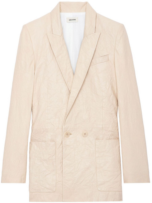 쟈딕앤볼테르 피크드 라펠 가죽 블레이저