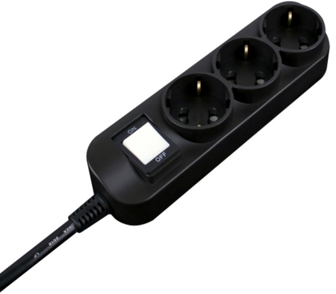 대성 플러스탭 블랙 절전형 3구 멀티탭 16A 250V, 2m, 1개