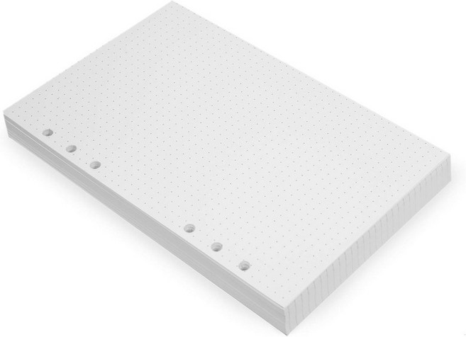 방랑하는 A5 6링 바인더 플래너 인서트 - 8.3 x 5.6 두꺼운 크림색 점선 120 GSM 루즈 용지 리필 필로팍스 6홀 100매 200도트 그리드 페이지 100 Sheets, 100개, Lined