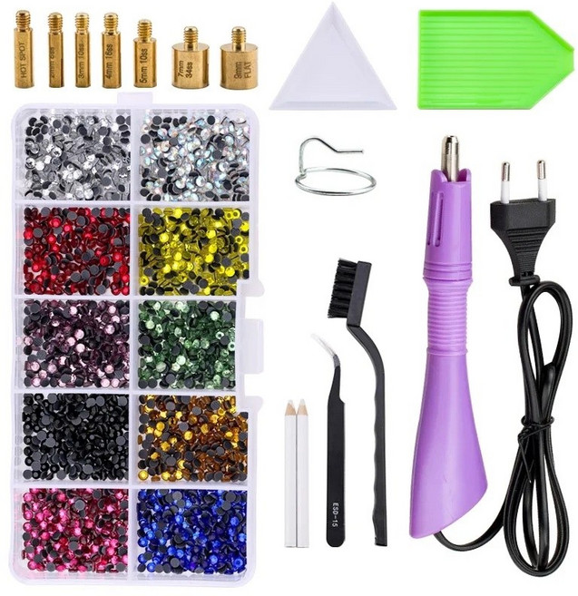 SS10 핫픽스 라인석 2000개 DIY 세트, 1세트, B.DMC-퍼플-A