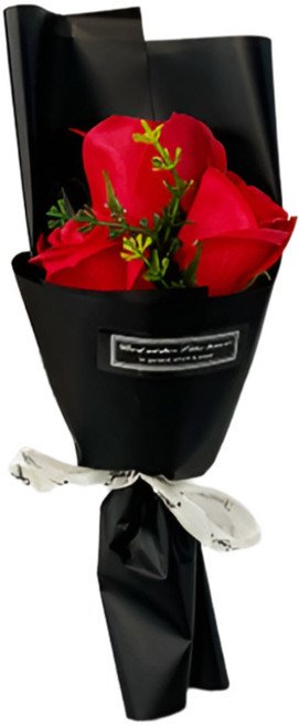 비브랜드 세송이의 꽃말 장미 카네이션 기념일 어버이날 비누꽃 쇼핑백 카드 세트, 레드 장미, 1개