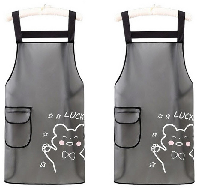 배로나 생활방수 고급 원피스형 주방 방수앞치마, 2개, 베어블랙