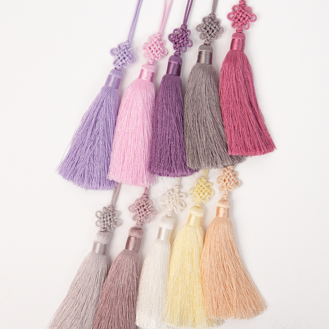 보자기보쌈 국화1단 노리개 예단 노리개, 1개, No.12 연보라