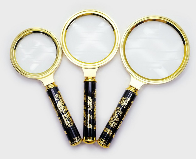 용무늬 돋보기 확대경 60~90mm 실버 어르신용품 필수템 확대 자세히 크게 고급스러운 디자인 금색, 01_60mm, 1개