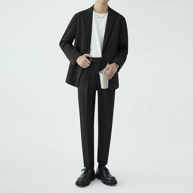 HOMASS 남성 봄가을 정장 세트 정장 재킷 슬랙스 2피스
