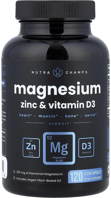 뉴트라챔프 마그네슘 아연 비타민 D3 120 베지캡슐, 120정, 2개 - 쿠팡