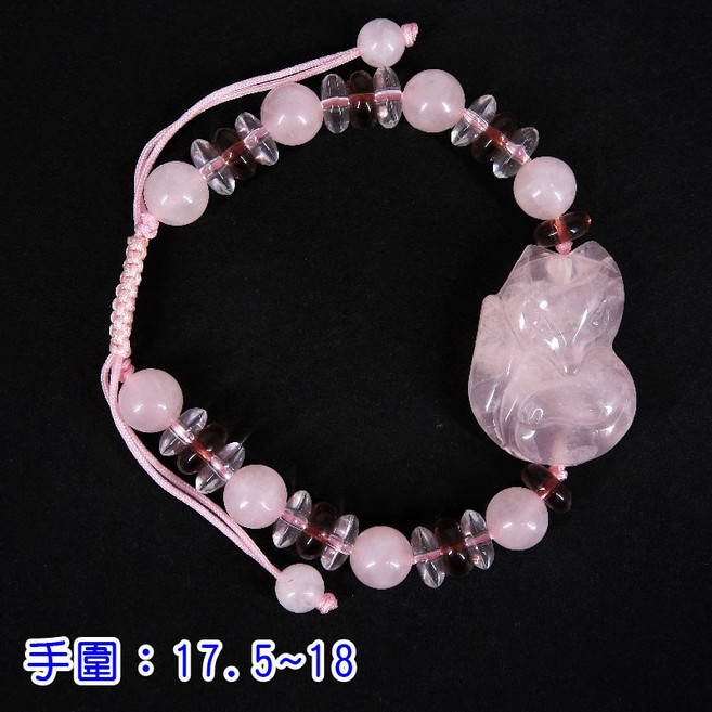 【168開運坊】星光粉晶狐仙手鍊 粉晶狐狸 白隔珠 招桃花 增人緣, 17.5-18cm,不需開光(自行處理)