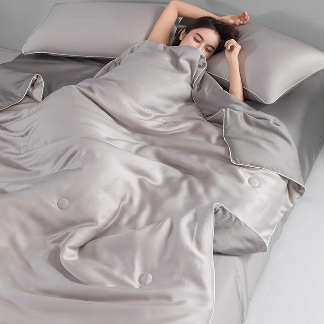 Lumi 여름 아이스 실크 쿨링 시원한 항균 냉감 홑이불 차렵이불 캠핑이불