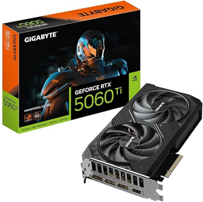 기가바이트 지포스 RTX 5060 Ti WINDFORC OC 16G 그래픽 카드 16GB 128비트 GDDR7 PCIe 5.0 냉각 시스템 GV-N506TWF2OC-16GD
