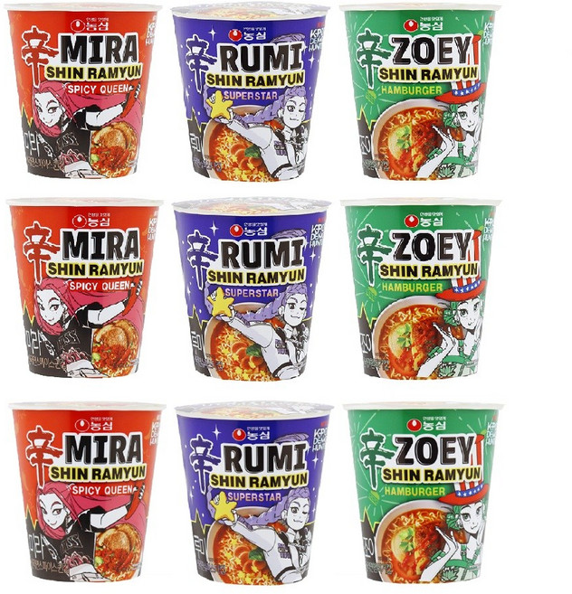 농심 케데헌 한정판 신라면 소컵 세트-[슈퍼스타컵+스파이시퀸컵+햄버거컵], 3개