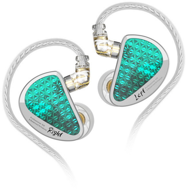 KZ AS16 PRO 인이어 모니터 헤드폰 16BA 밸런스드 아마추어 드라이버 HiFi IEM 이어폰 고선명 게이밍 이어버드, [02] green no mic