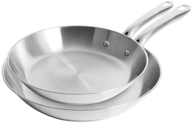 테팔 Gourmet 27.9cm(11인치) 및 30.5cm(12인치) 스테인리스 스틸 팬 세트 인덕션 호환 식기 세척기 사용 가능 260°C(500°F)까지 오븐 사용, Fry Pan