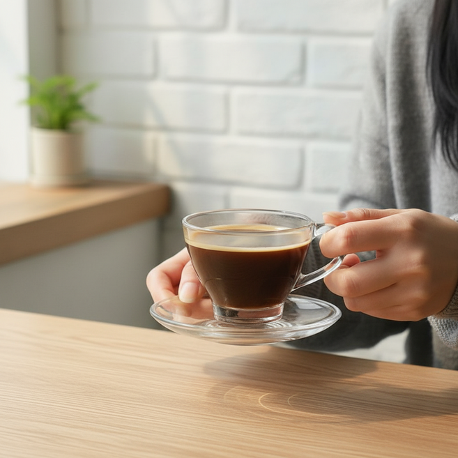 투명 내열 유리 커피잔 티컵 받침 세트 홈카페 다기 200ml 1인조, 치스티 7002, 커피잔세트 200ml
