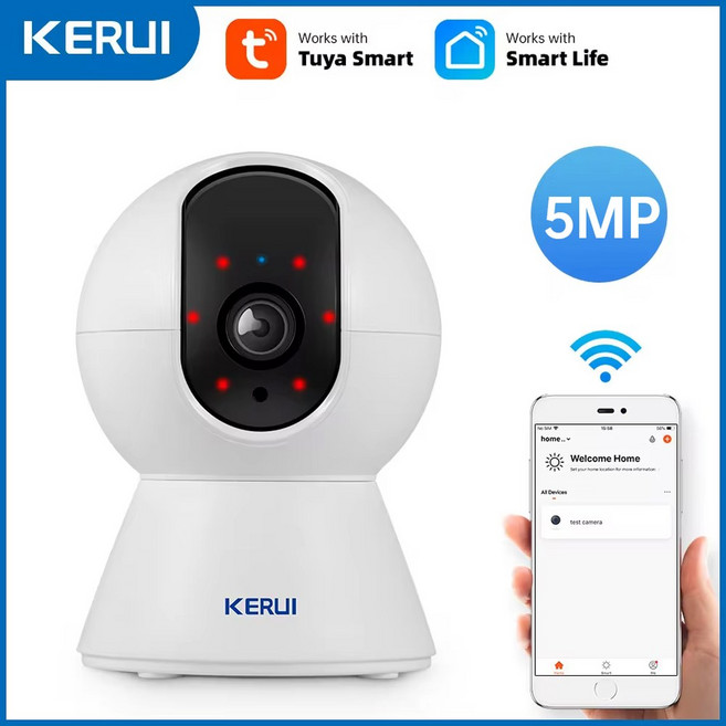 KERUI 미니 실내 무선 5MP 카메라 WiFi 자동 IP 스마트 추적 CCTV Onvif 감시 Tuya, 8MP With 256GB Card, 영국 플러그